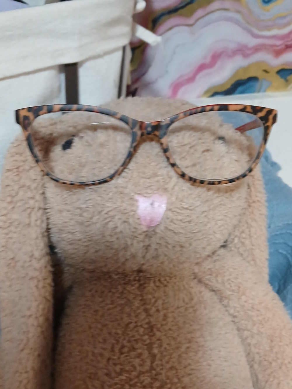Foster Grant Tortoiseshell Glasses on Plush Bunny Holder